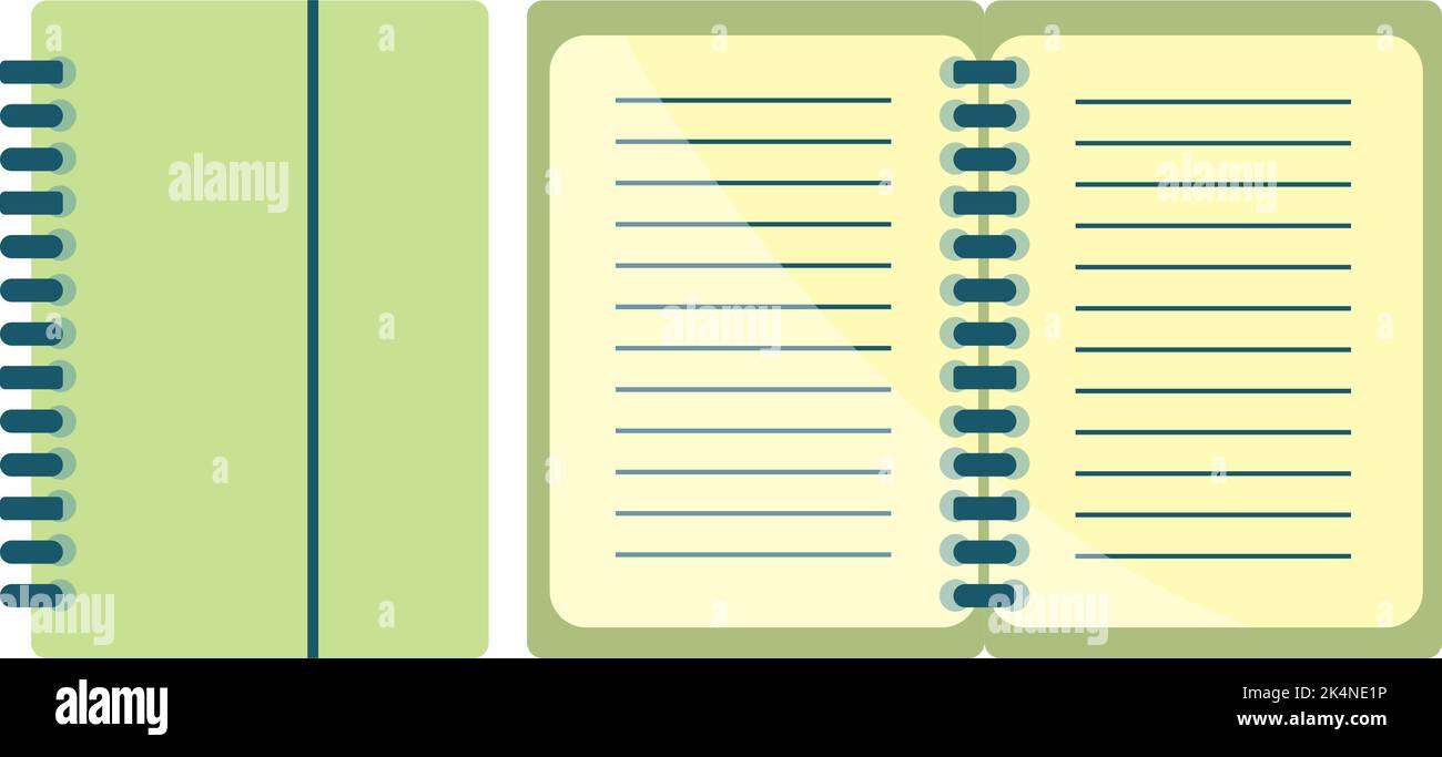 Notebook con fili verdi, illustrazione, vettore su sfondo bianco. Illustrazione Vettoriale