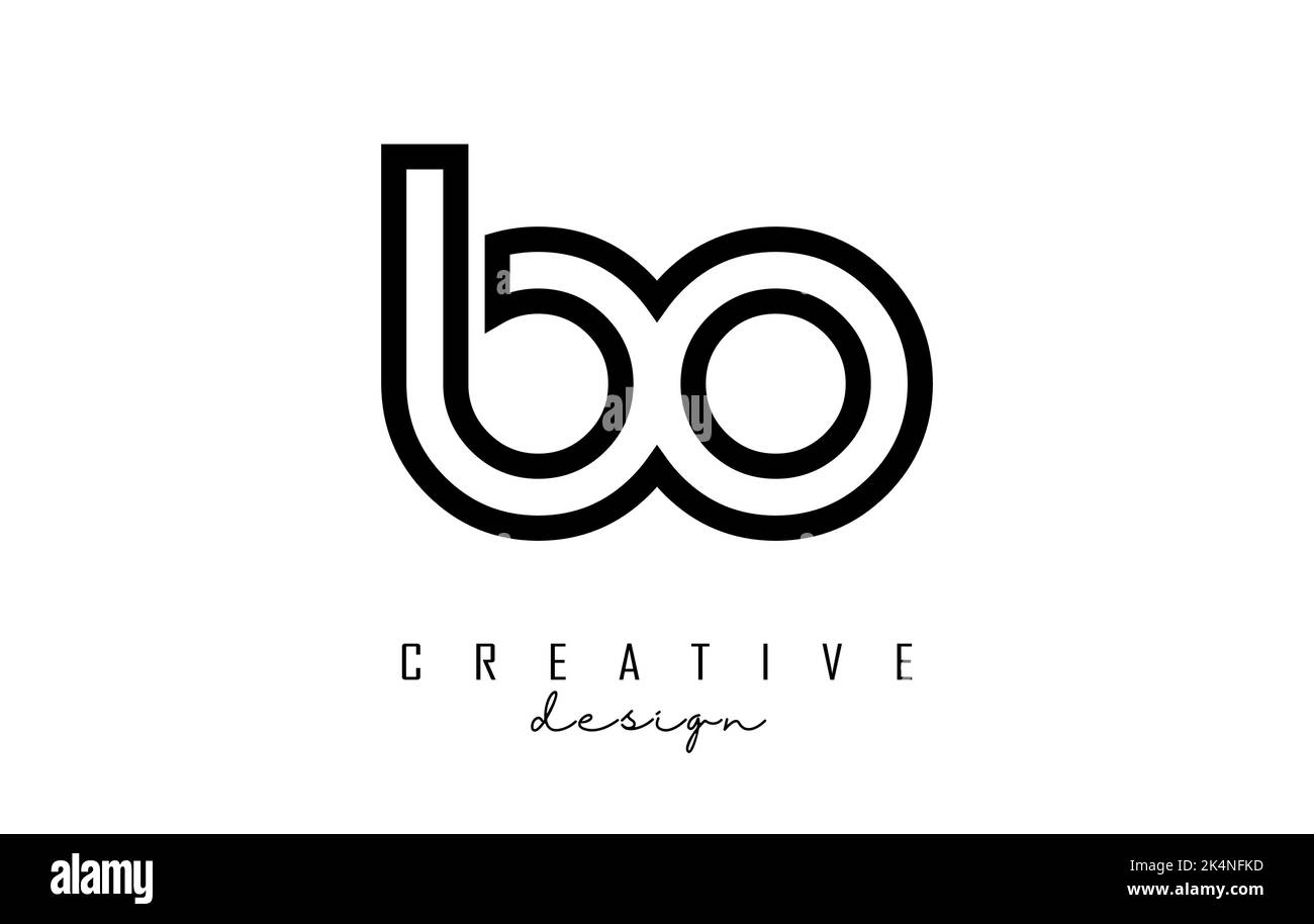 Contorno lettere bo b o logo con un design minimalista. Lettere dal design elegante, semplice e a due lettere. Illustrazione vettoriale creativa con lettere. Illustrazione Vettoriale