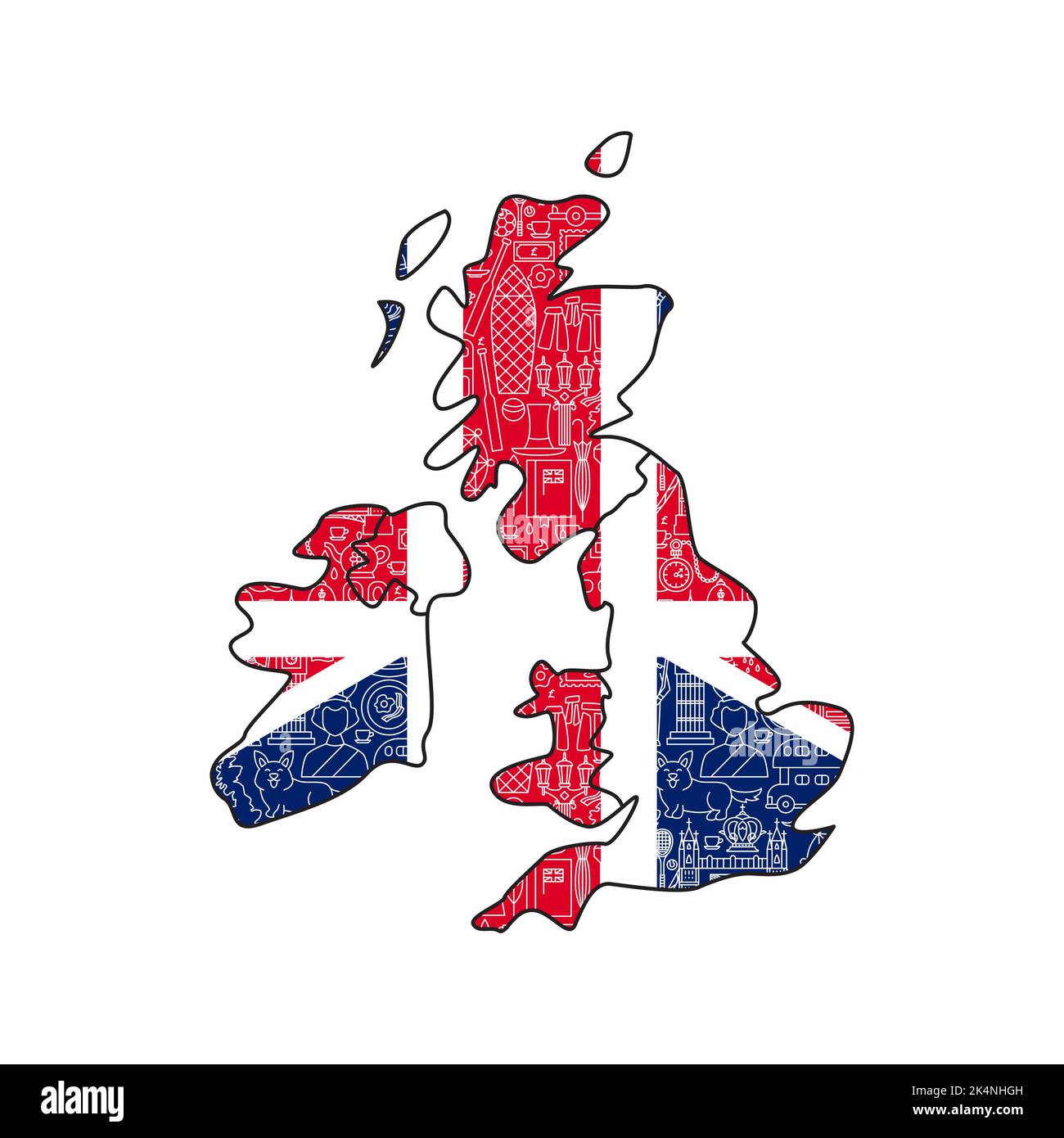 Mappa del paese della Gran Bretagna Illustrazione Vettoriale