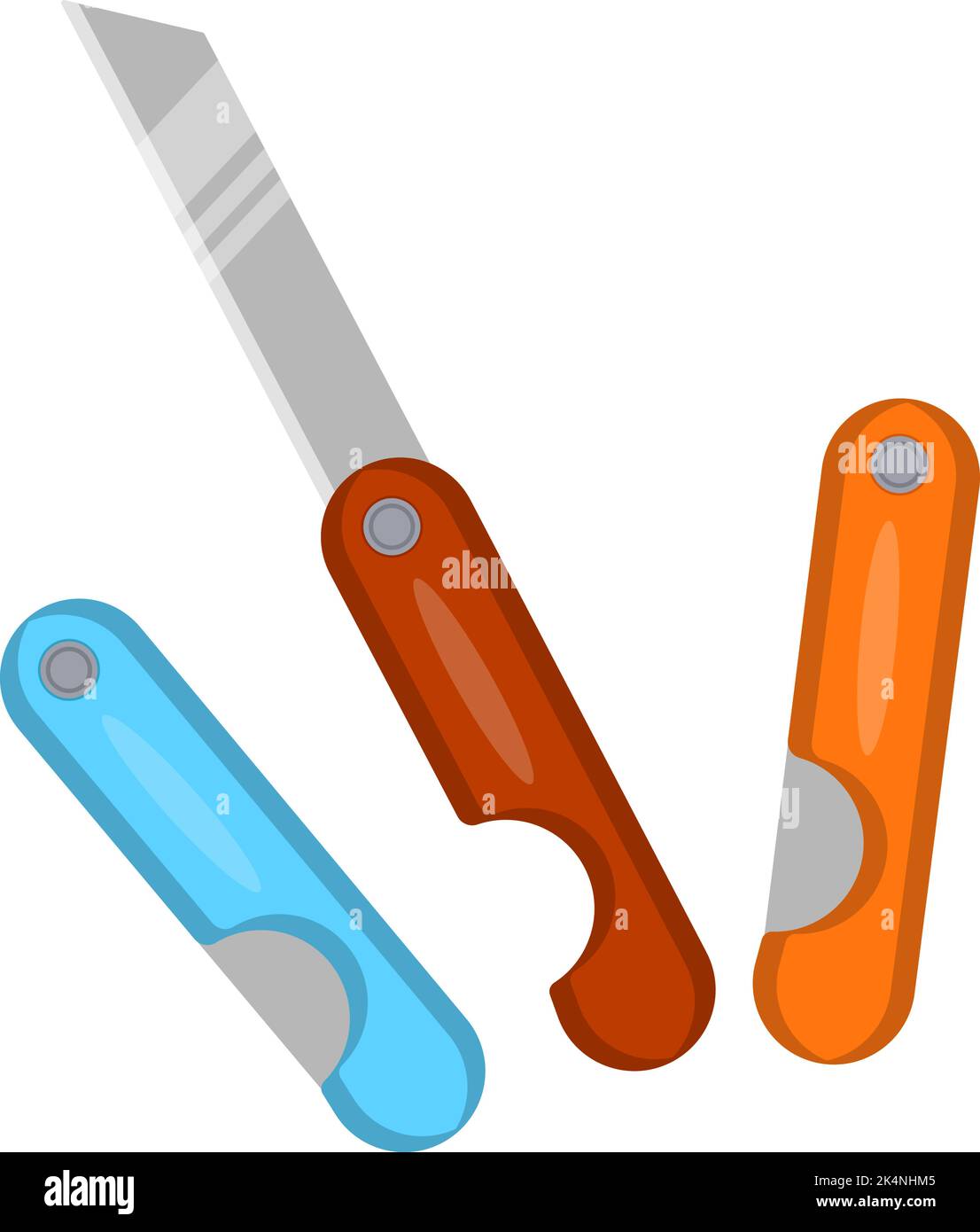 Coltelli tascabili, illustrazione, vettore su sfondo bianco. Illustrazione Vettoriale