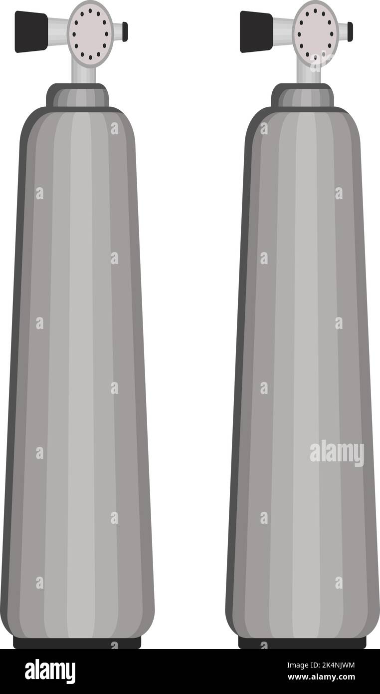 Bombole di ossigeno, illustrazione, vettore su sfondo bianco. Illustrazione Vettoriale