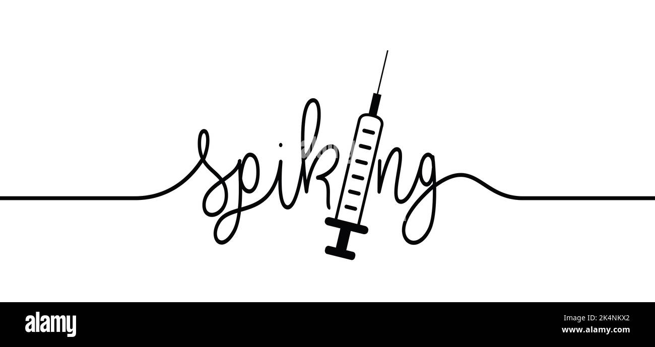 ago spiking. persone sono drogate attraverso la loro bevanda. GHB o sonniferi sono spesso utilizzati. Iniezione della siringa. È accaduto spesso a vita notturna, discoteca, b Foto Stock