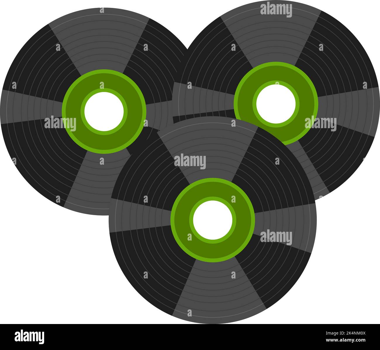 Vecchio disco musicale verde, illustrazione, vettore su sfondo bianco. Illustrazione Vettoriale