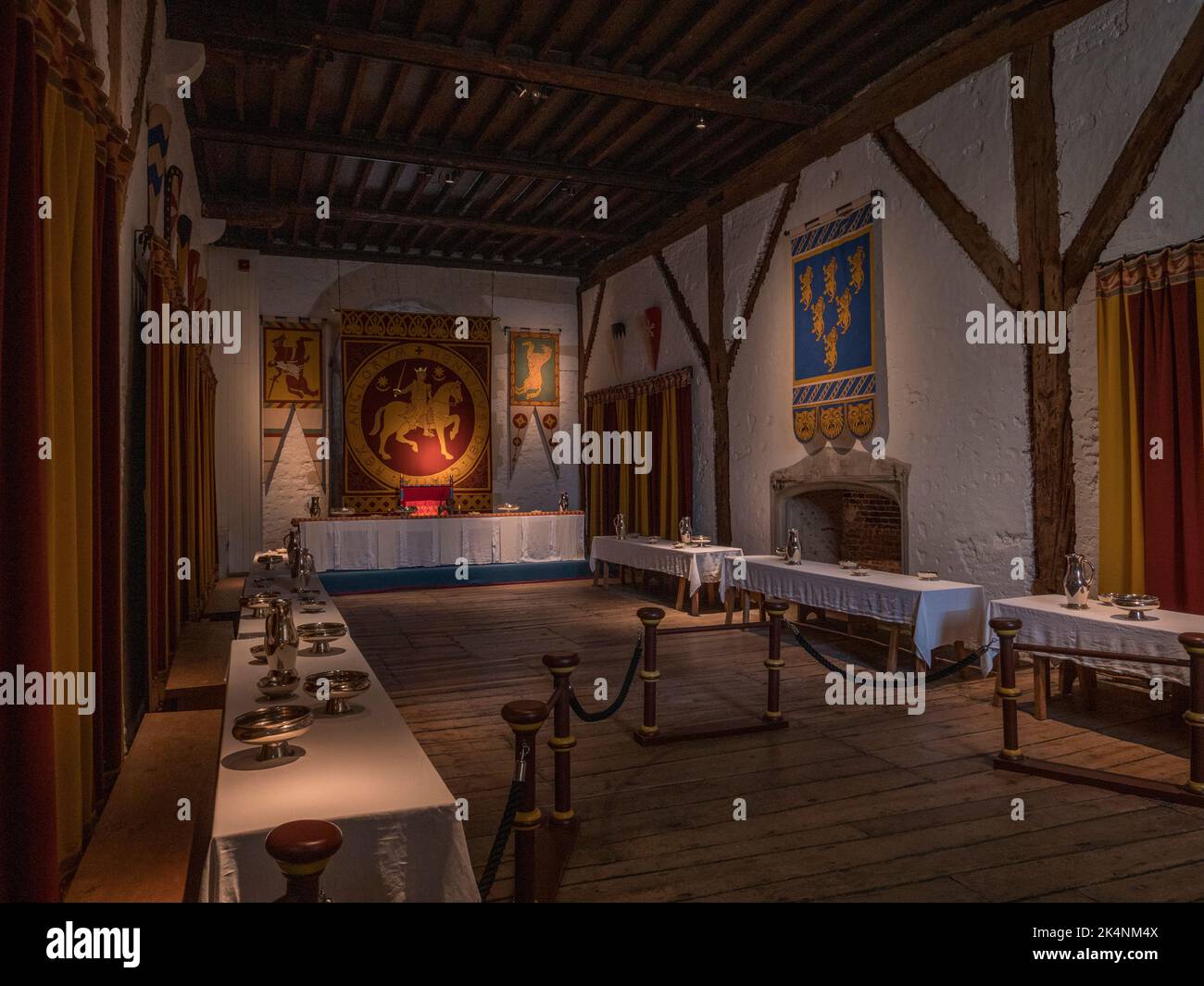 La Guest Hall all'interno della Grande Torre nel Castello di dover, Kent, Regno Unito. Foto Stock