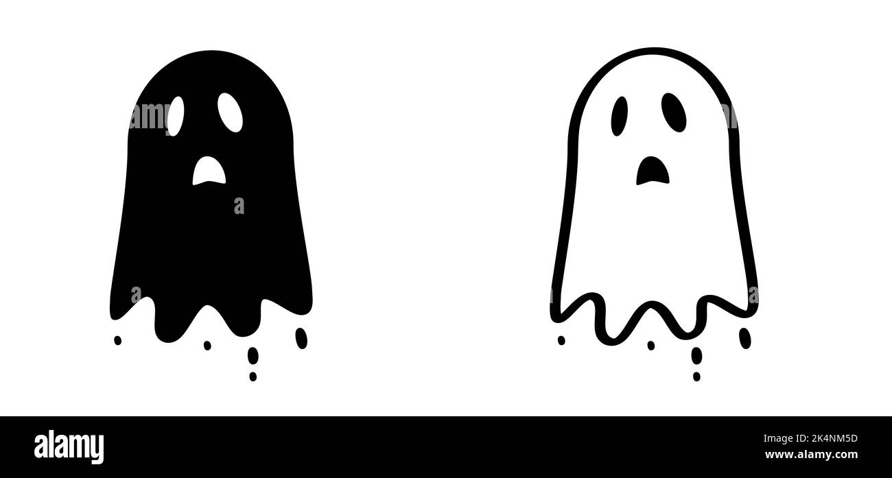 Fantasma per una festa di Halloween felice. Vettorg piatto fantasmi segno. Divertente cartoon spettrale Horror modello senza cuciture. Zombie, spook 31 ottobre fest. Foto Stock