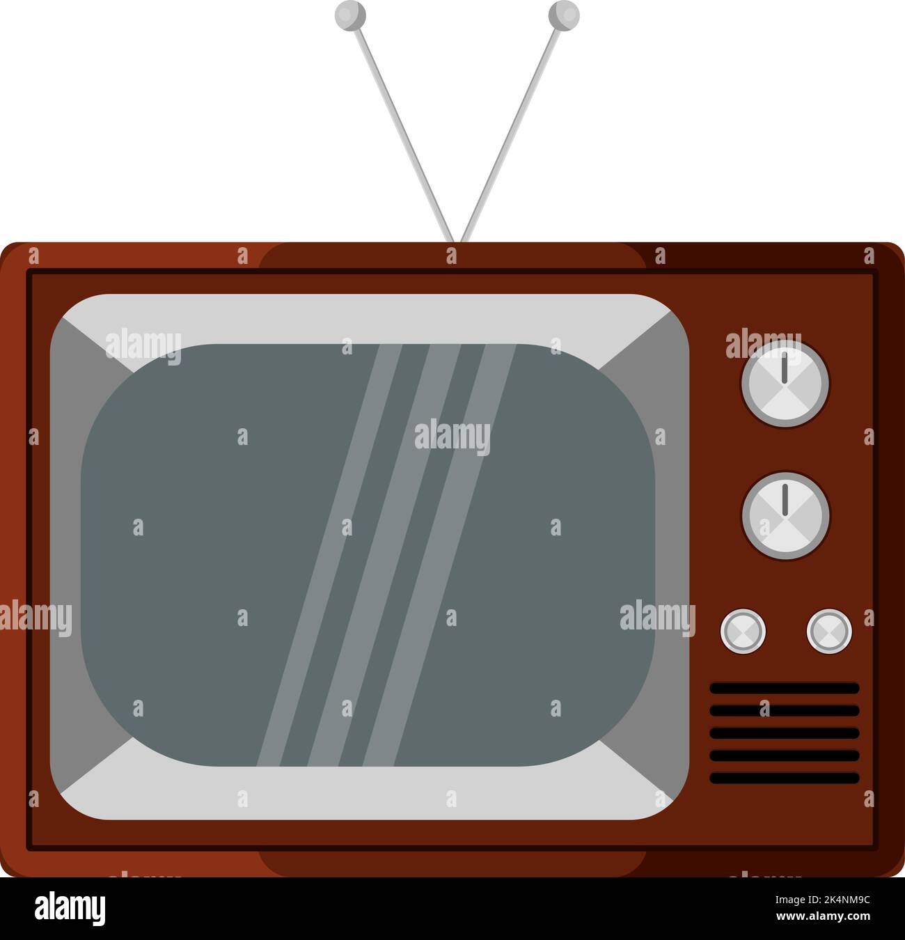 Vecchia TV in legno, illustrazione, vettore su sfondo bianco. Illustrazione Vettoriale
