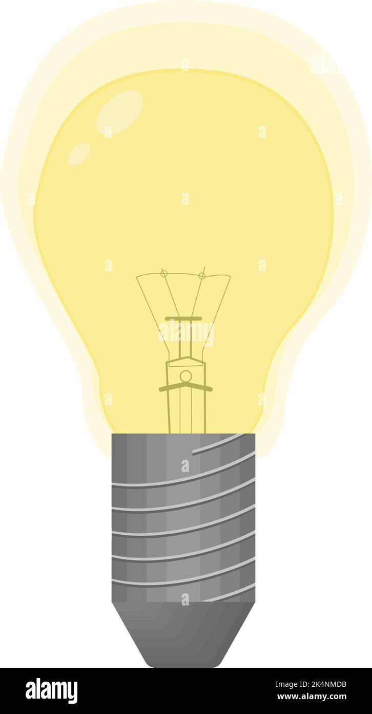 Lampadina luminosa, illustrazione, vettore luminoso su sfondo bianco. Illustrazione Vettoriale
