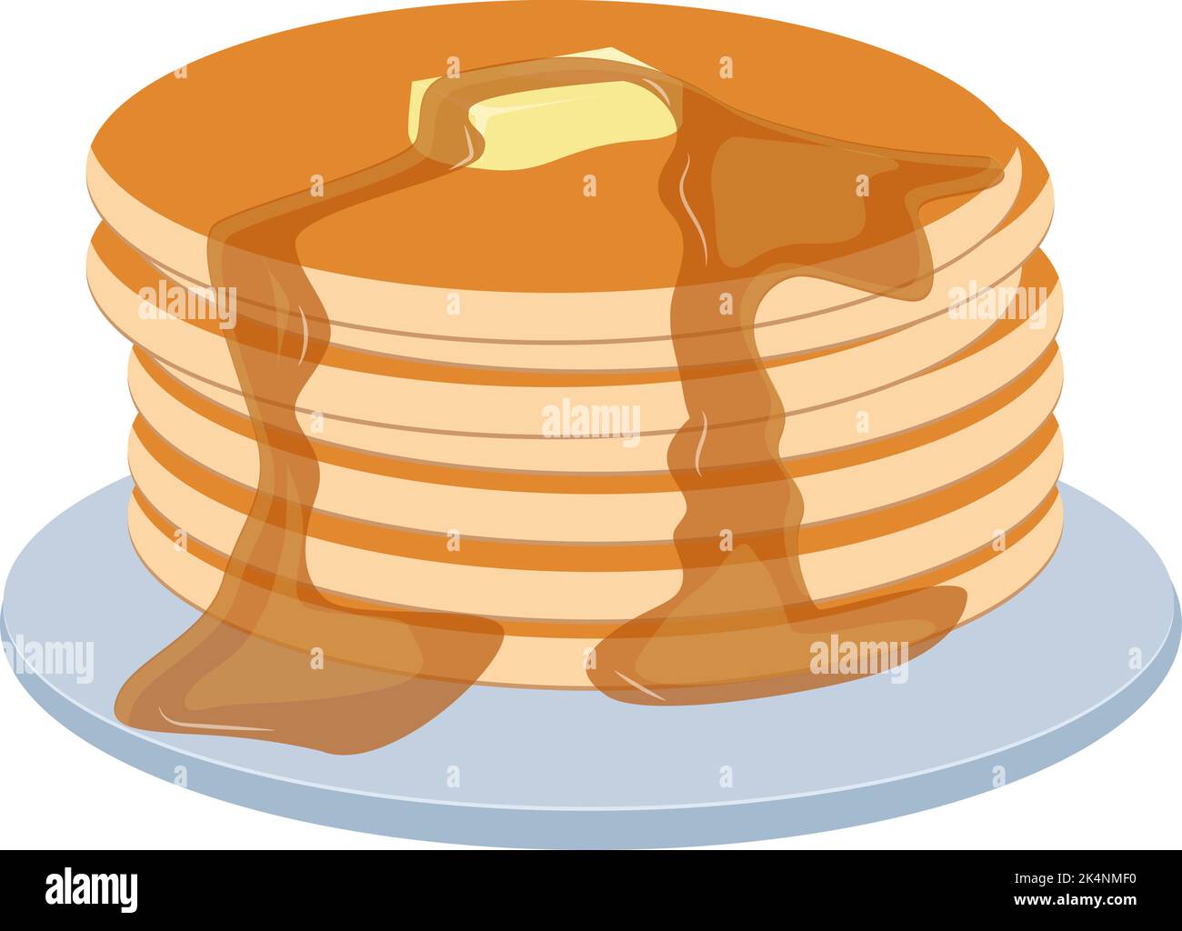 Frittelle con burro, illustrazione, vettore su sfondo bianco. Illustrazione Vettoriale