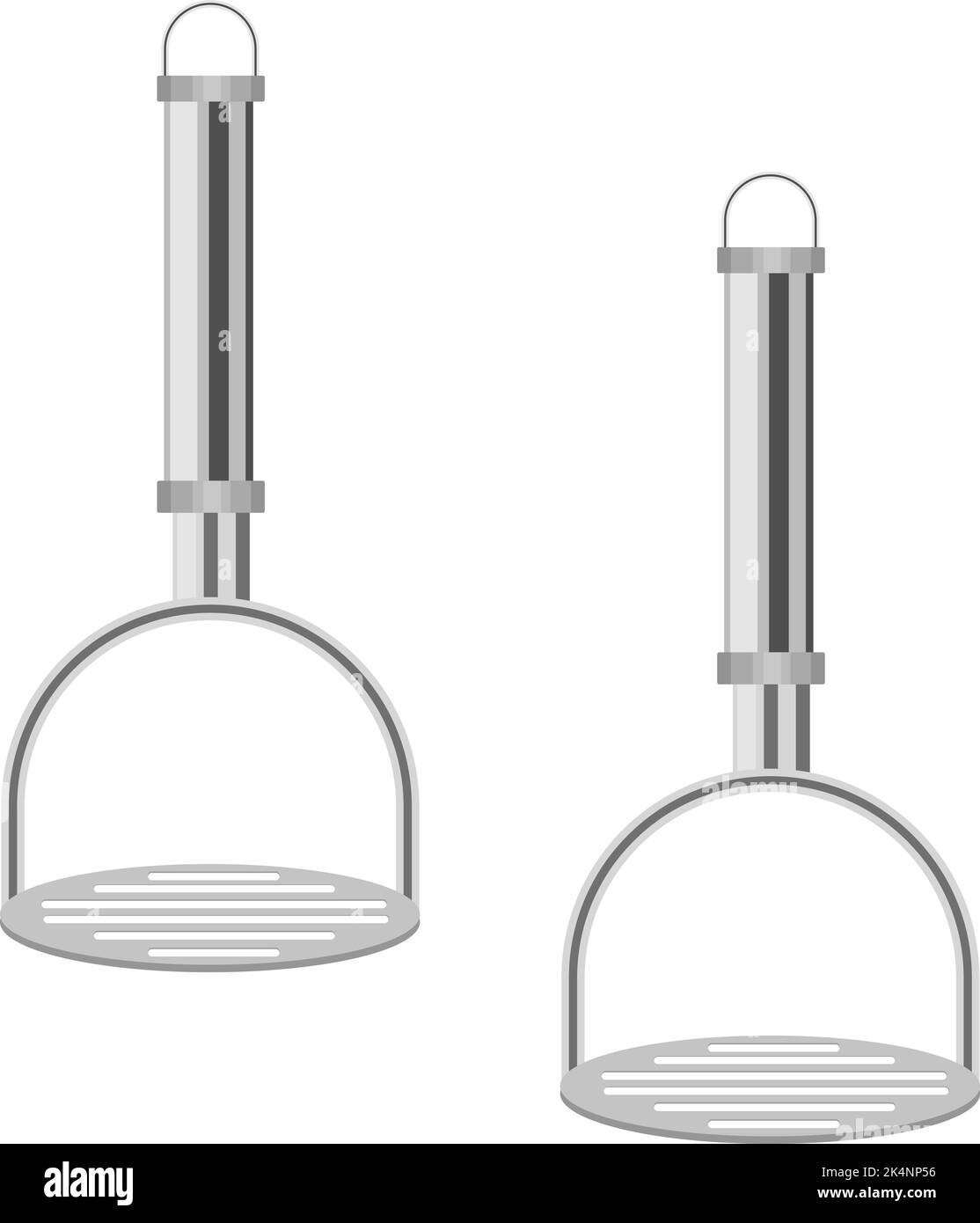 Apparecchi per schiacciare patate, illustrazione, vettore su sfondo bianco. Illustrazione Vettoriale