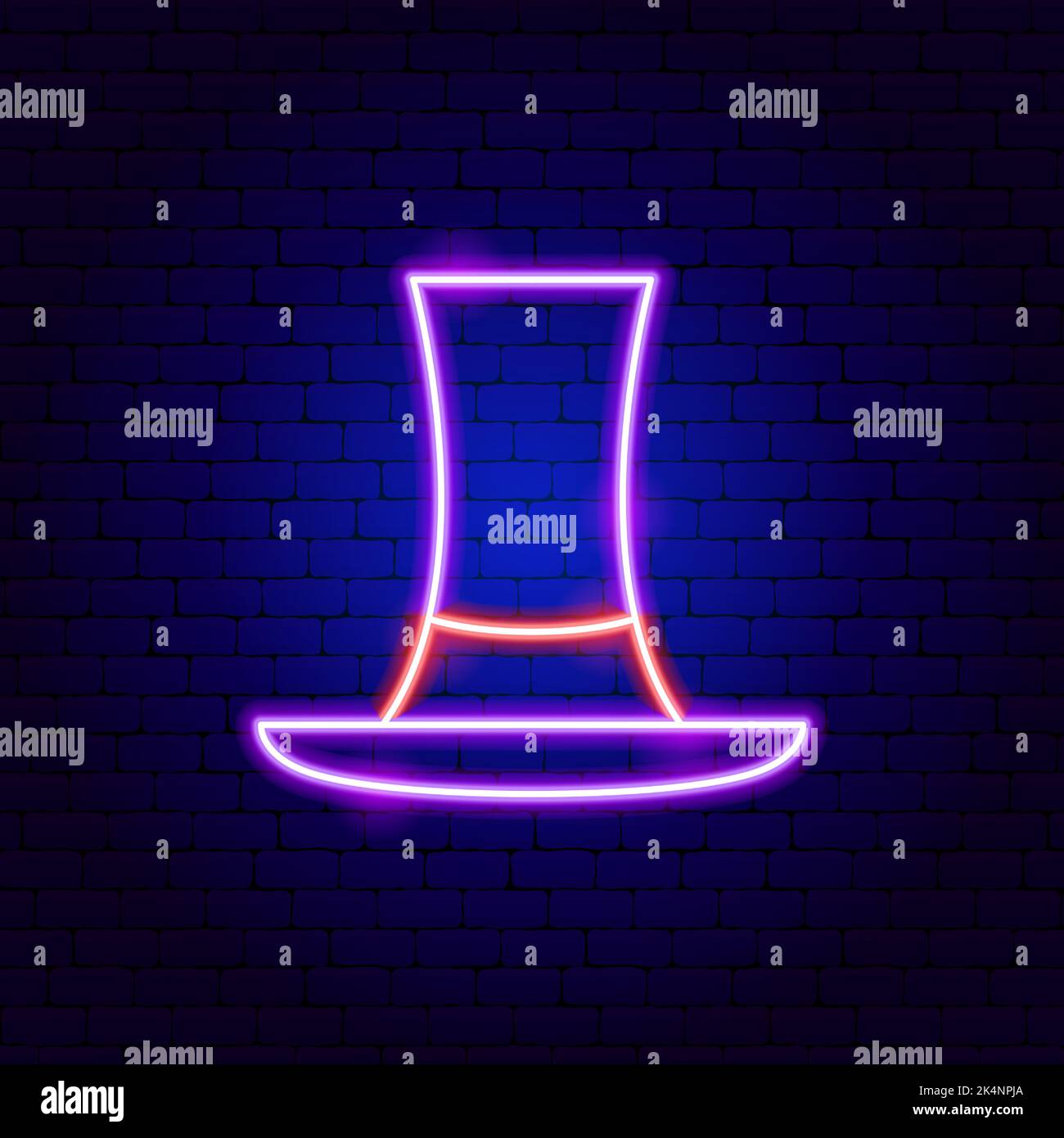 Simbolo al neon del cappello del cilindro Illustrazione Vettoriale