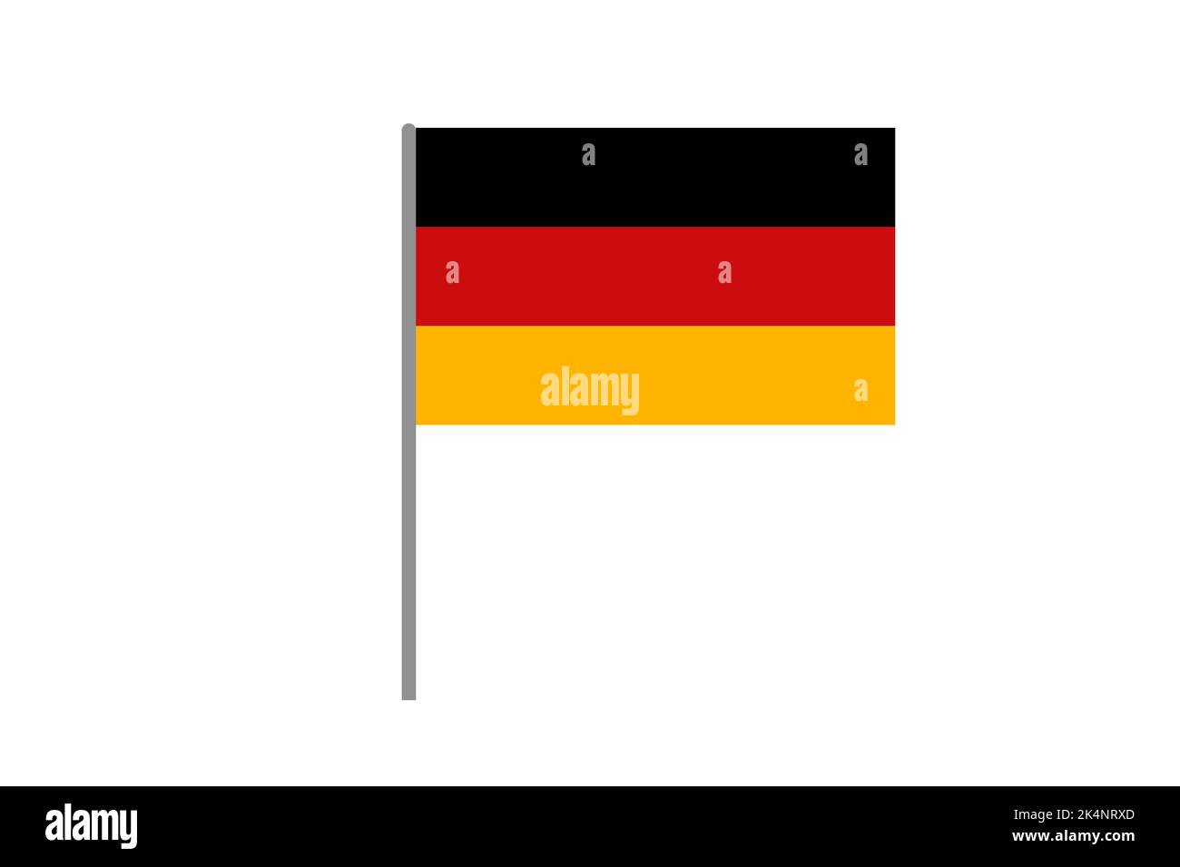 Bandiera disegnata della Germania isolata su un'illustrazione di sfondo bianco. Foto Stock