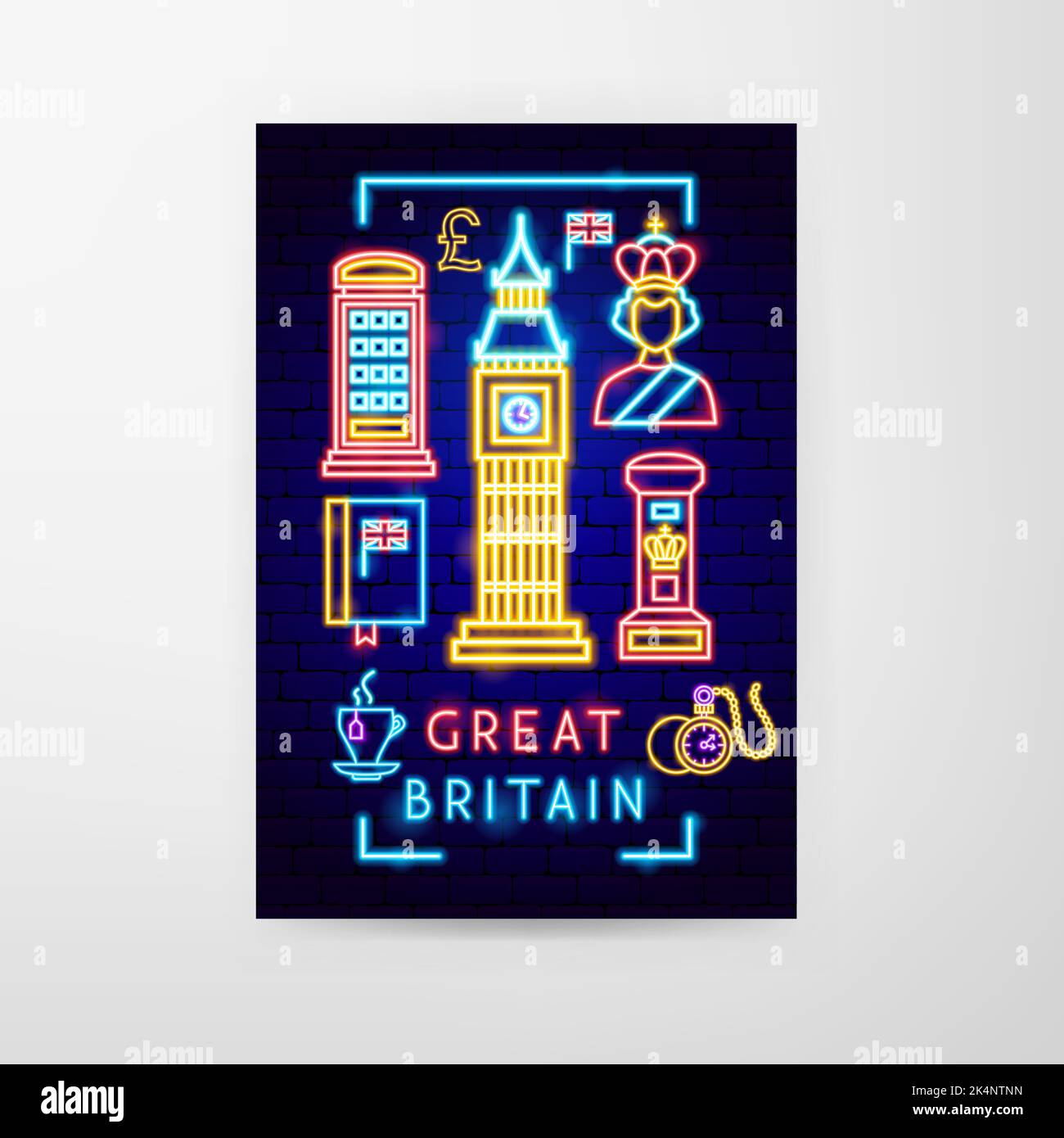 Gran Bretagna Neon Flyer Illustrazione Vettoriale