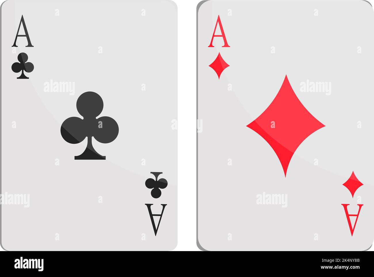 Due carte da poker, illustrazione, vettore su sfondo bianco. Illustrazione Vettoriale