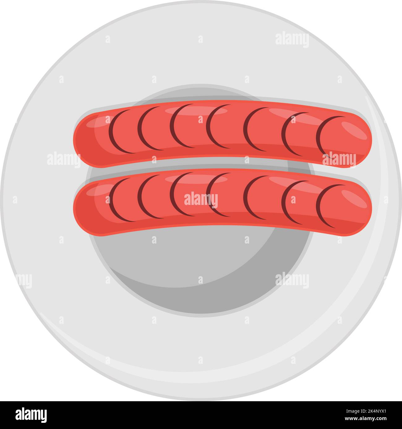 Salsicce fritte, illustrazione, vettore su sfondo bianco. Illustrazione Vettoriale