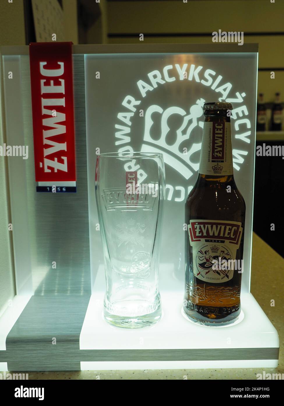 Żywiec, Polonia - 1 agosto 2018: Visita al museo della fabbrica di birra Zywiek Foto Stock