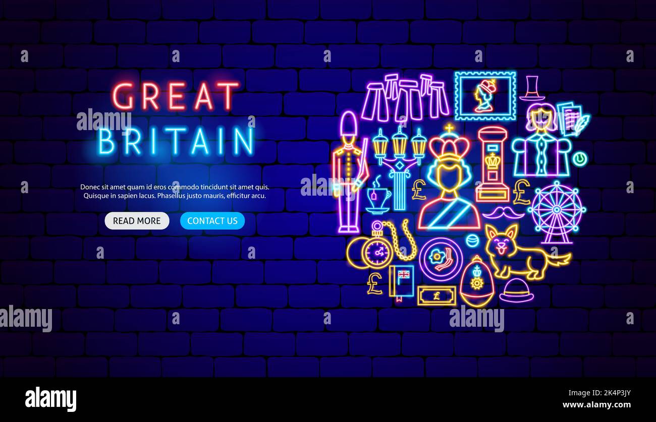 Inghilterra Gran Bretagna Neon Banner Design Illustrazione Vettoriale