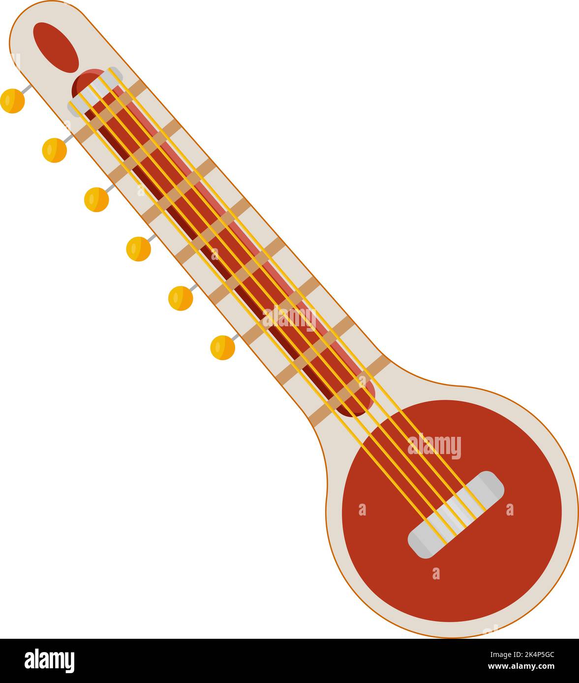 Sitar culturale, illustrazione, vettore su sfondo bianco. Illustrazione Vettoriale