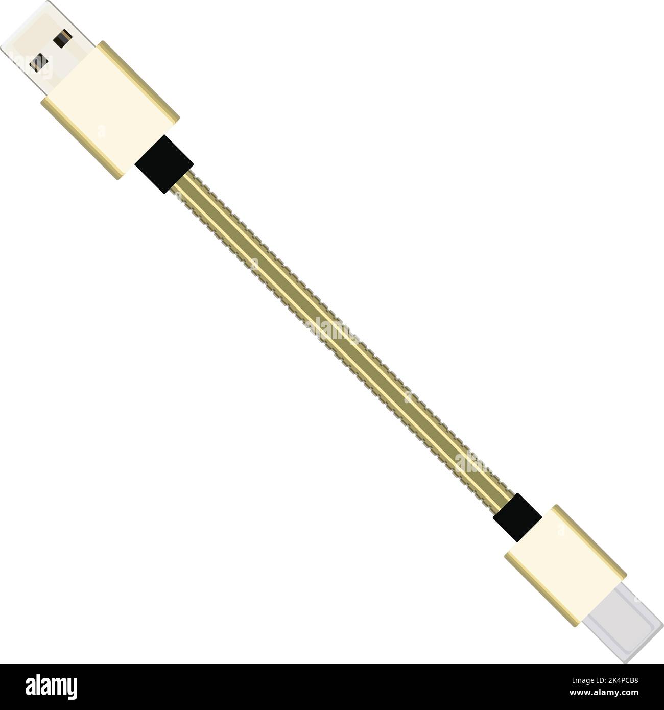 Cavo dati giallo, illustrazione, vettore su sfondo bianco. Illustrazione Vettoriale