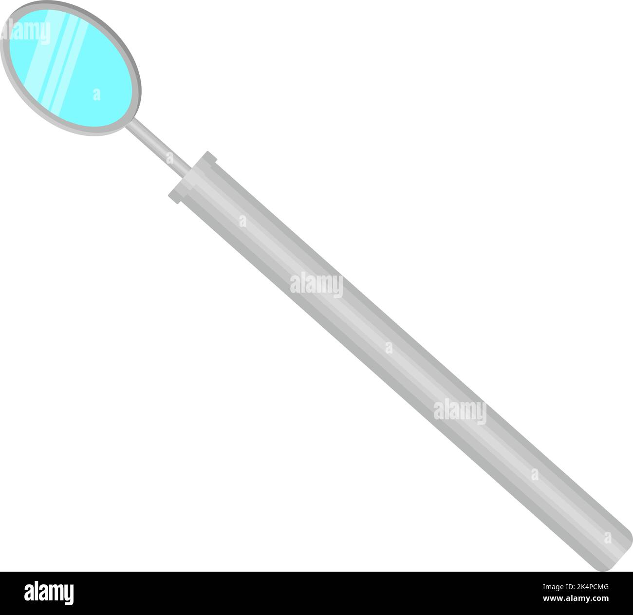 Specchio dentale metallico, illustrazione, vettore su sfondo bianco. Illustrazione Vettoriale