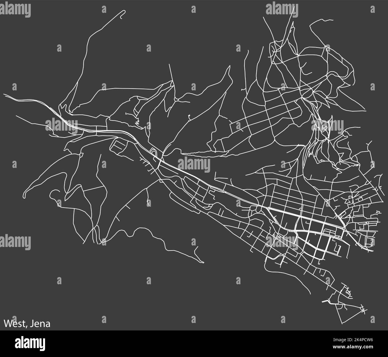 Mappa delle strade del QUARTIERE OVEST, JENA Illustrazione Vettoriale