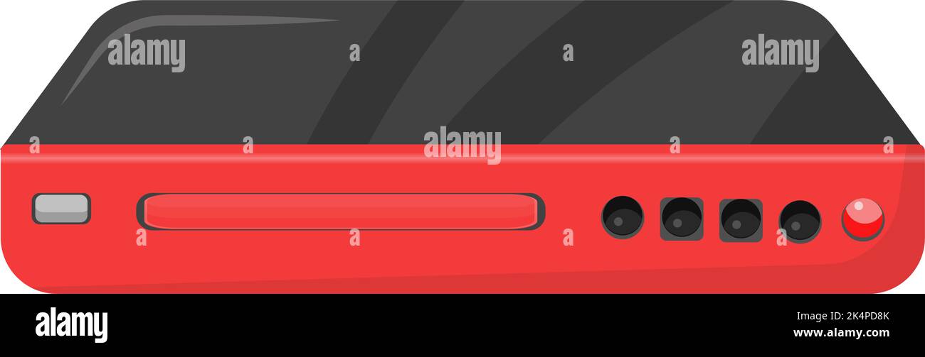 Lettore DVD rosso, illustrazione, vettore su sfondo bianco. Illustrazione Vettoriale