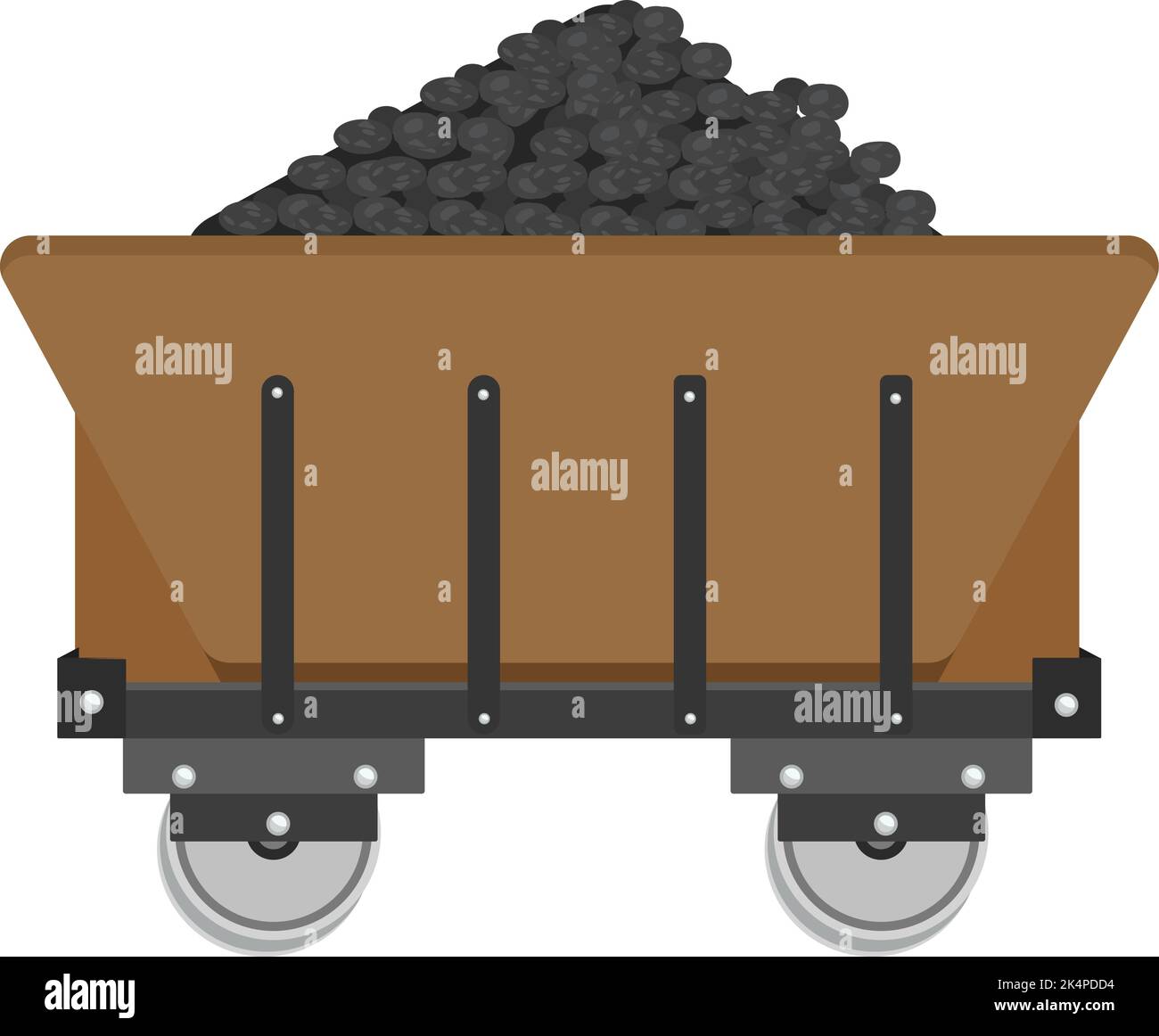 Carrello con carbone, illustrazione, vettore su sfondo bianco. Illustrazione Vettoriale