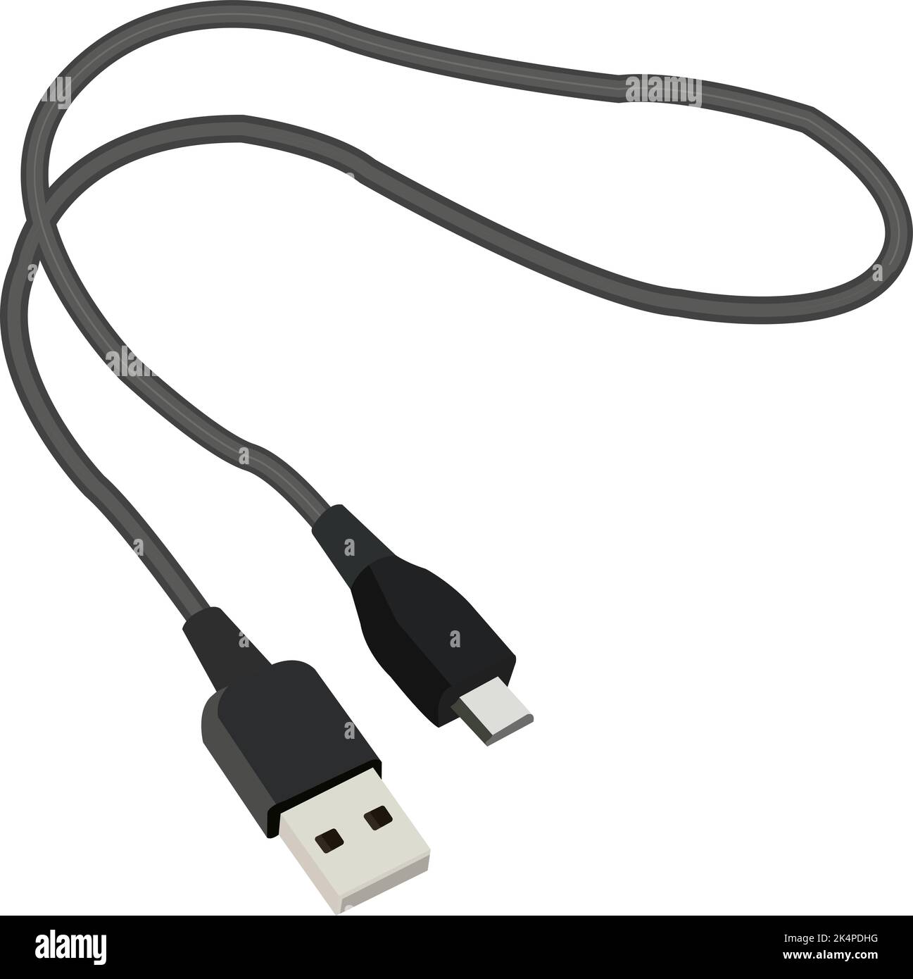 Connettore del cavo USB, illustrazione, vettoriale su sfondo bianco. Illustrazione Vettoriale