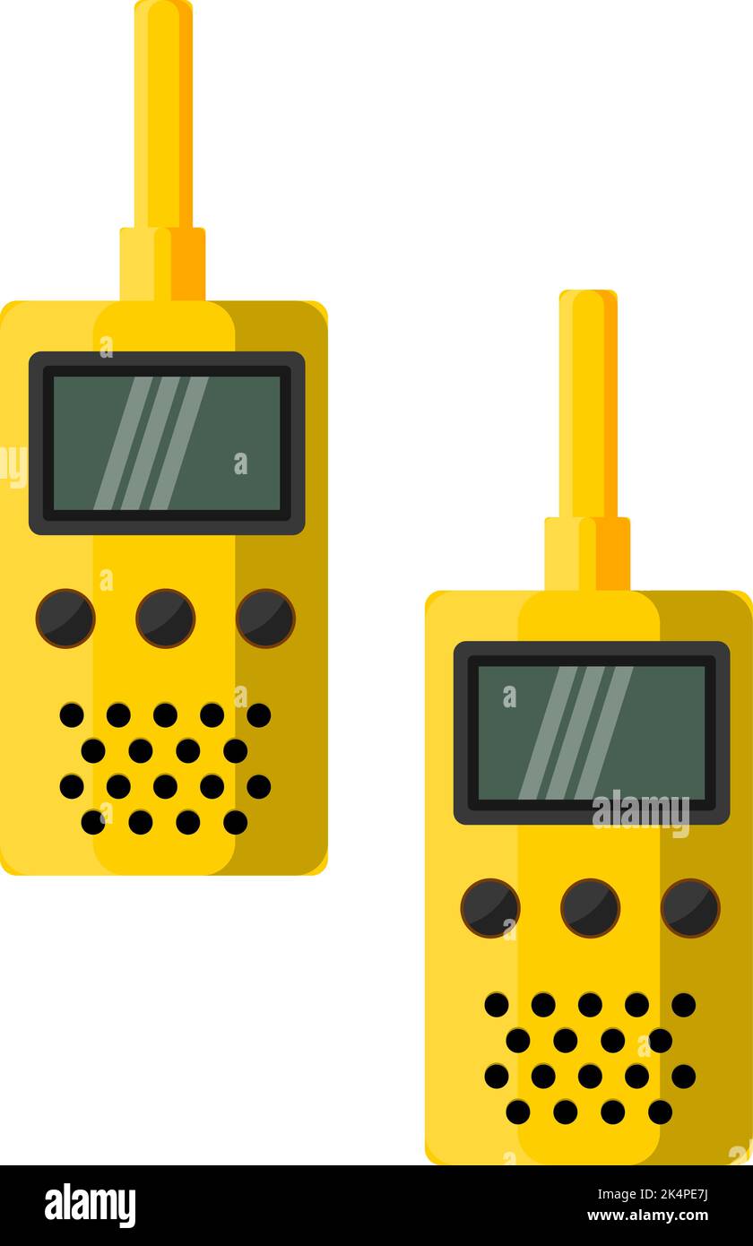 Walkie talkie giallo, illustrazione, vettore su sfondo bianco. Illustrazione Vettoriale