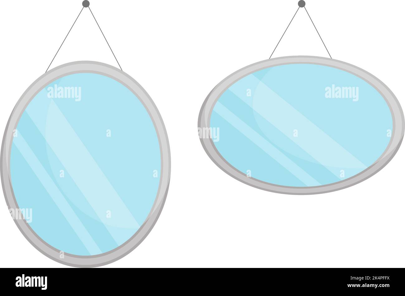 Due specchi pensili, illustrazione, vettore su sfondo bianco. Illustrazione Vettoriale
