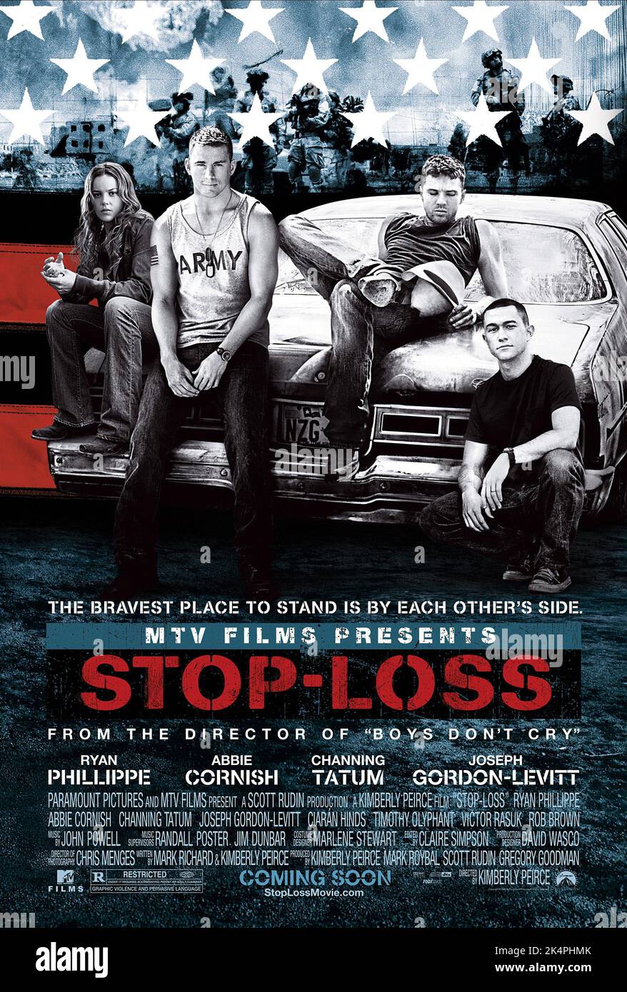 ABBIE CORNISH, Channing Tatum, Ryan Phillippe, Joseph GORDON-LEVITT POSTER, stop-loss, 2008 Foto Stock