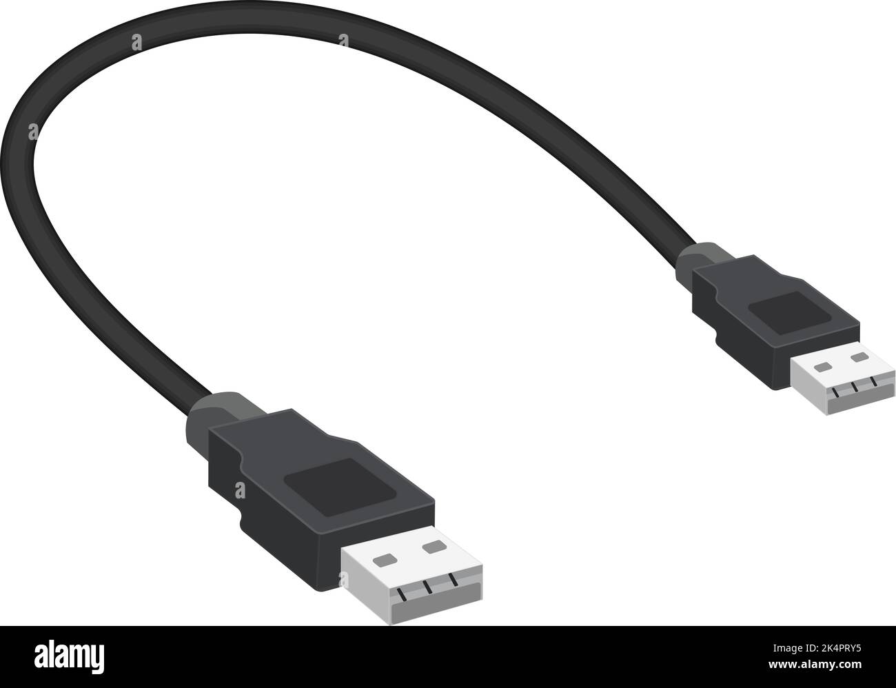 Cavo USB del telefono, illustrazione, vettore su sfondo bianco. Illustrazione Vettoriale