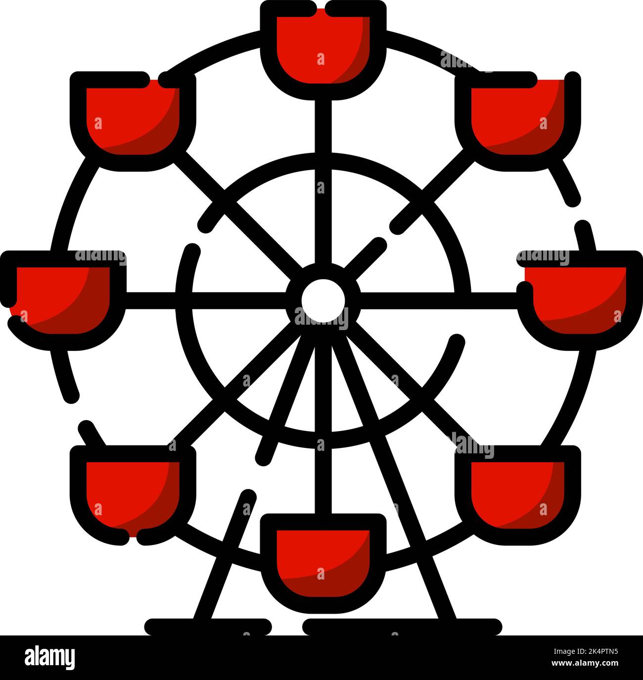 Ruota panoramica del parco divertimenti, illustrazione, vettore su sfondo bianco. Illustrazione Vettoriale