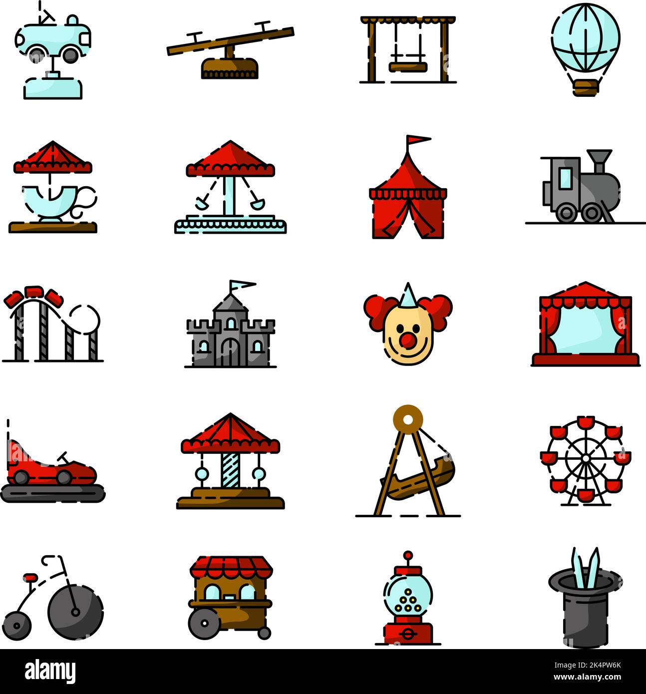 Parco divertimenti, illustrazione, vettore su sfondo bianco. Illustrazione Vettoriale