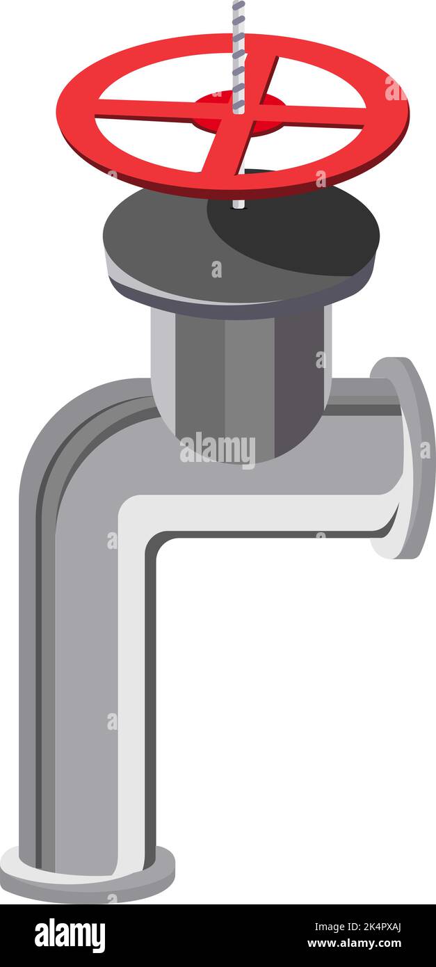 Pompa dell'acqua grigio metallo, illustrazione, vettore su sfondo bianco. Illustrazione Vettoriale