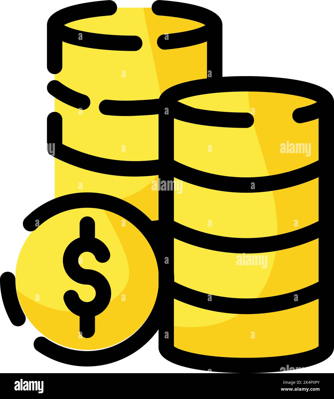 Monete bancarie, illustrazione, vettore su sfondo bianco. Illustrazione Vettoriale