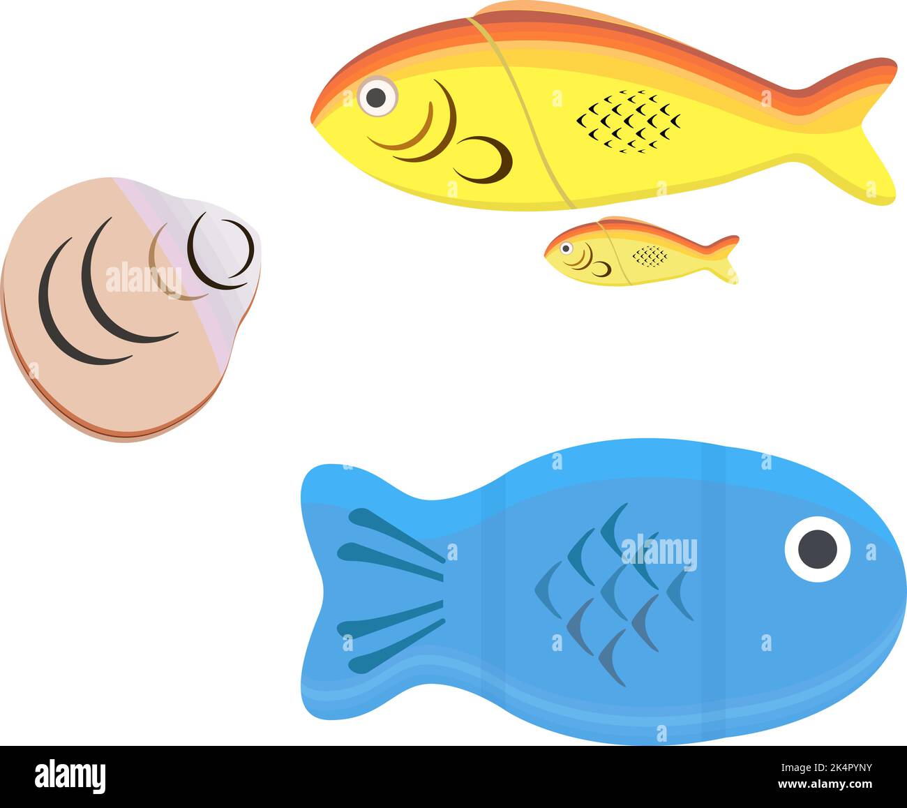 Giochi per bambini marini, illustrazione, vettore su sfondo bianco. Illustrazione Vettoriale