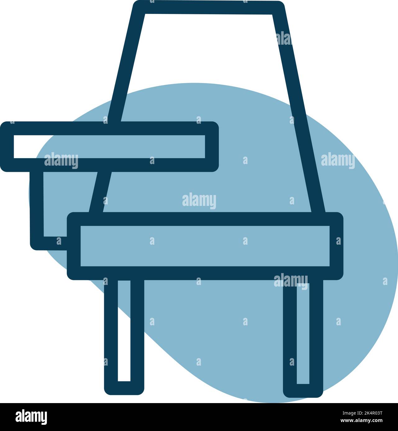 Scrivania di studio, illustrazione, vettore su sfondo bianco. Illustrazione Vettoriale