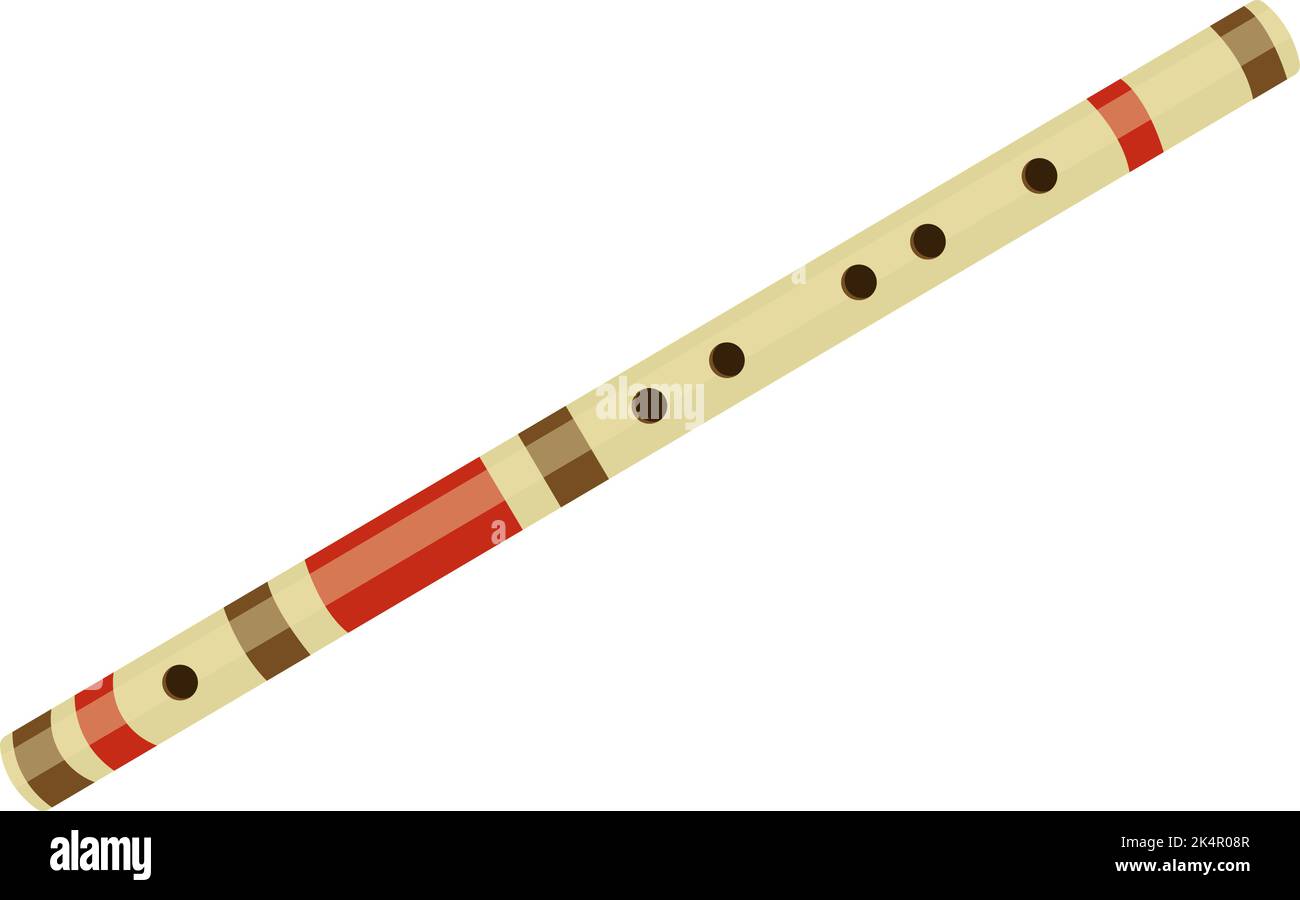 Vecchio flauto di legno, illustrazione, vettore su uno sfondo bianco. Illustrazione Vettoriale