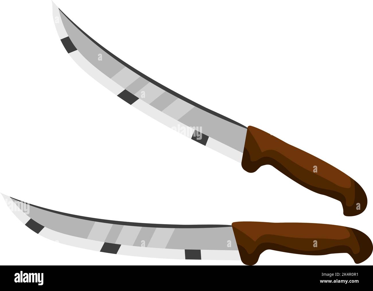 Coltelli con manico in legno, illustrazione, vettore su sfondo bianco. Illustrazione Vettoriale