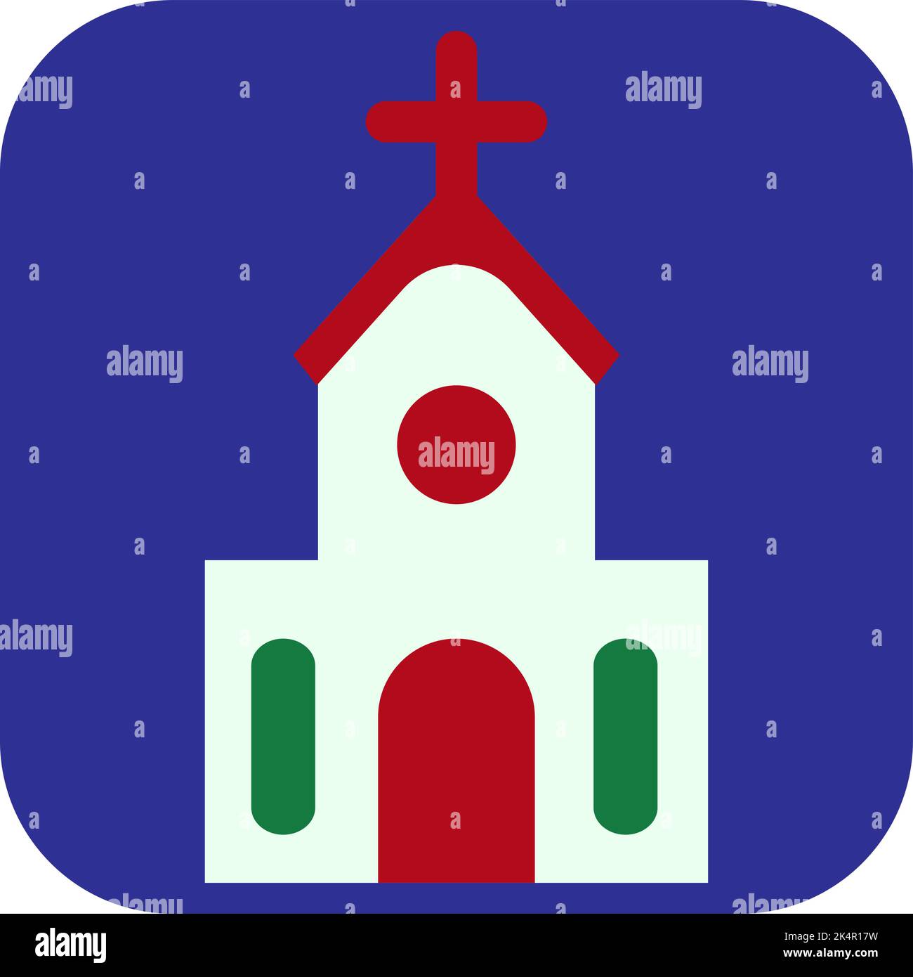 Chiesa di Natale, illustrazione, vettore su sfondo bianco. Illustrazione Vettoriale