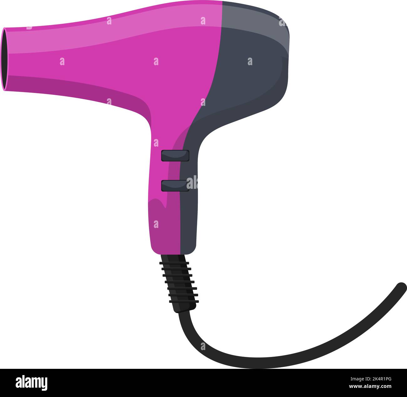 Asciugacapelli viola, illustrazione, vettore su sfondo bianco. Illustrazione Vettoriale