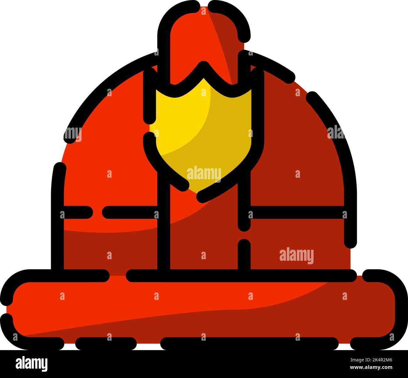 Casco da vigile del fuoco , illustrazione, vettore su sfondo bianco. Illustrazione Vettoriale