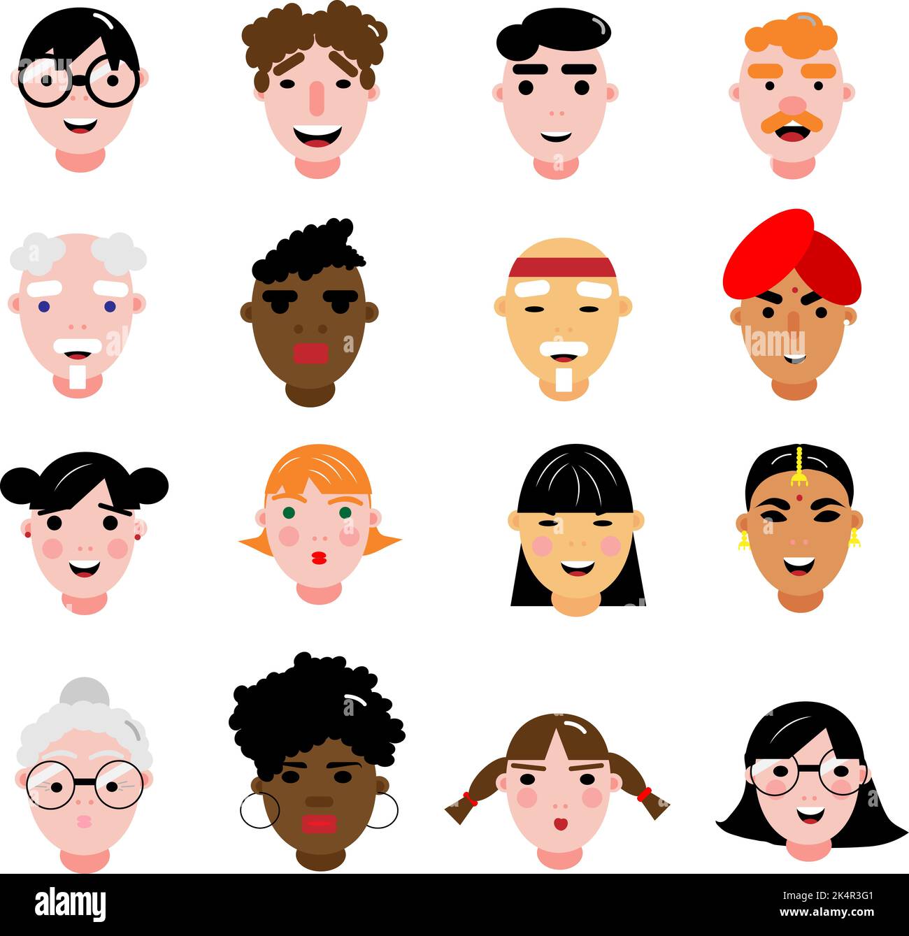 Volti umani, illustrazione, vettore su sfondo bianco. Illustrazione Vettoriale