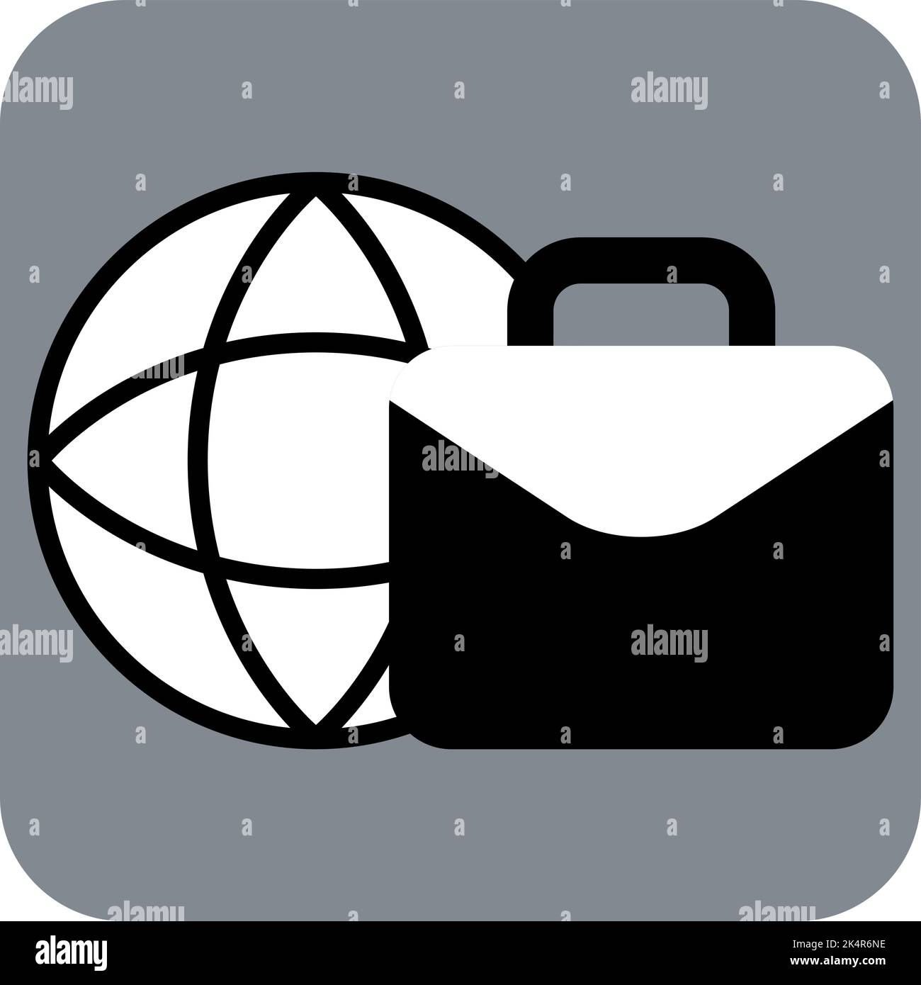 Globo di gestione con borsa, illustrazione, vettore su sfondo bianco. Illustrazione Vettoriale