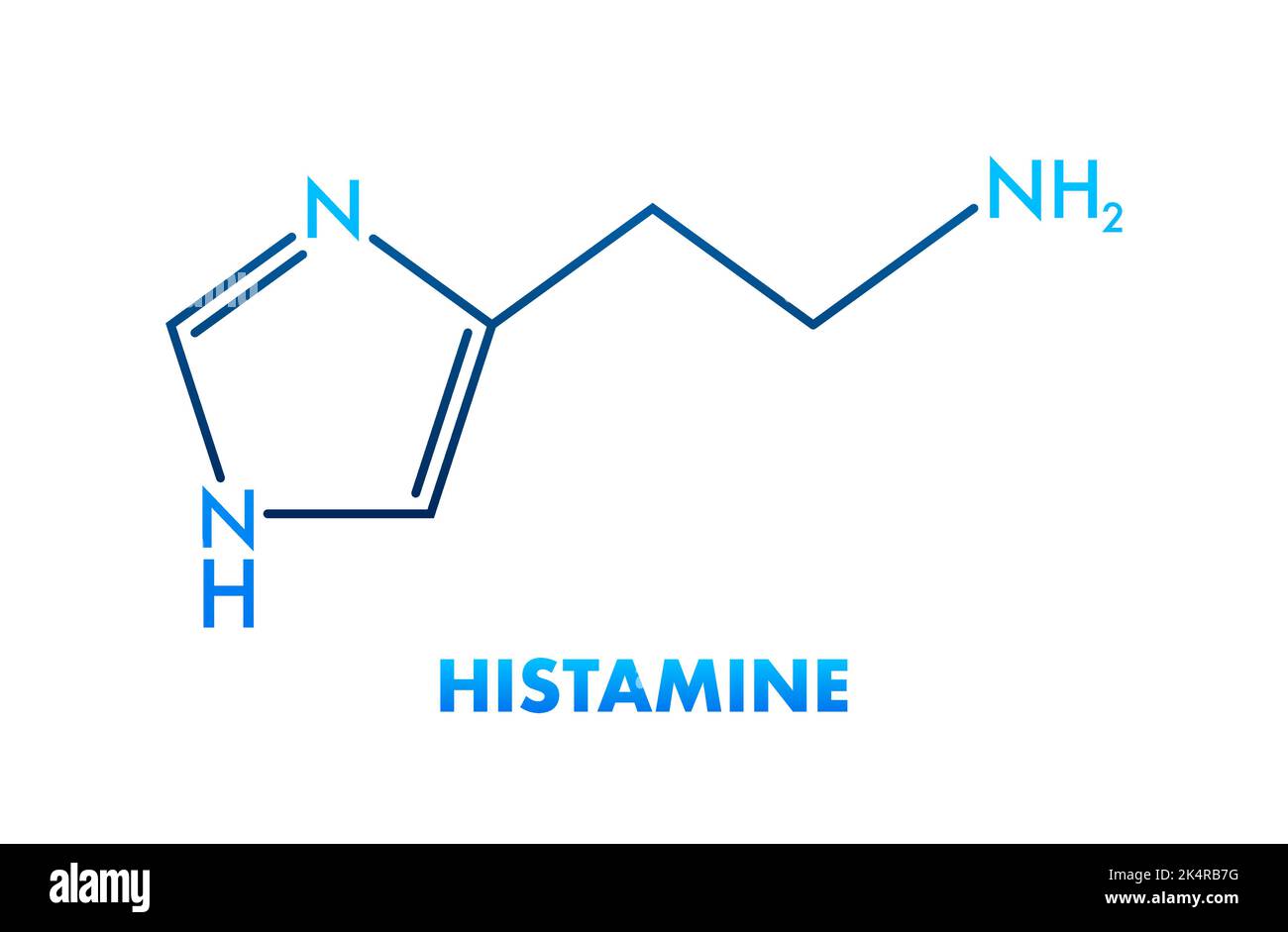 Etichetta icona formula chimica del concetto di istamina, illustrazione vettoriale font di testo Illustrazione Vettoriale