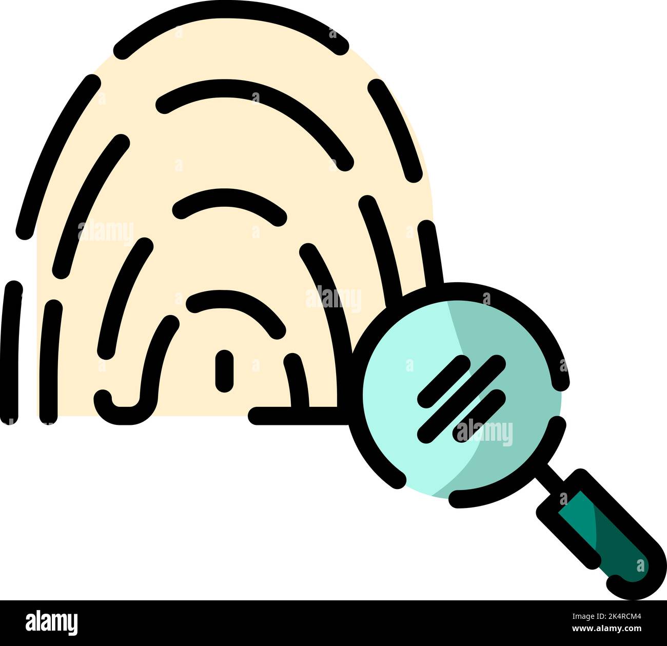 Esame delle impronte digitali della polizia, illustrazione, vettore su sfondo bianco. Illustrazione Vettoriale