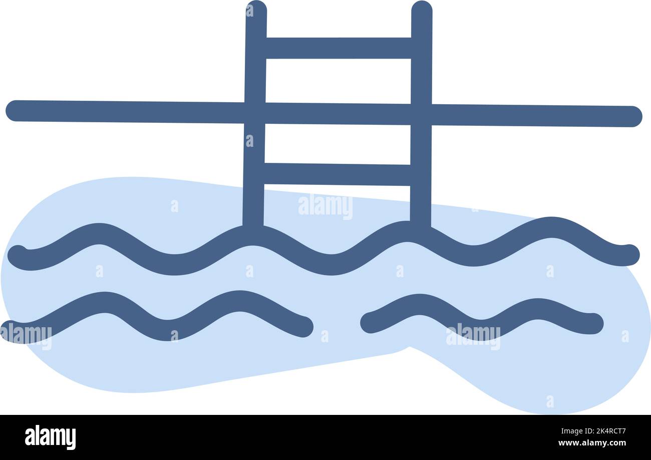 Scala per piscina, illustrazione, vettore su sfondo bianco. Illustrazione Vettoriale