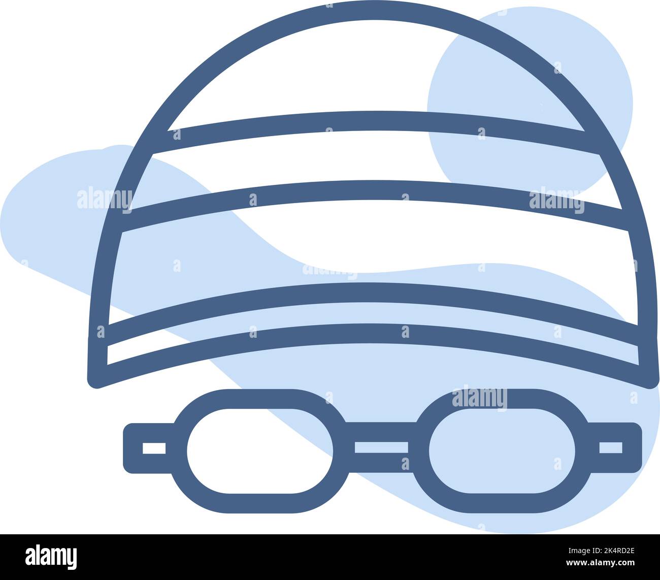 Cappello e occhiali da piscina, illustrazione, vettore su sfondo bianco. Illustrazione Vettoriale