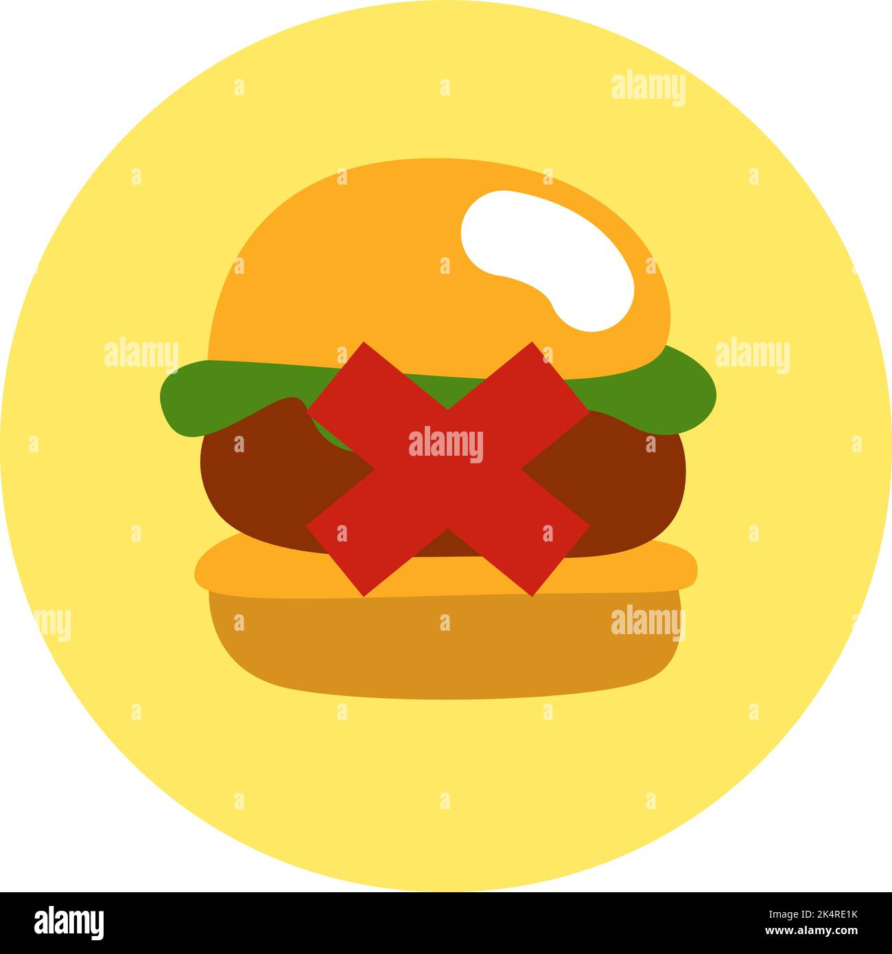 Niente dieta per hamburger, illustrazione, vettore su sfondo bianco. Illustrazione Vettoriale