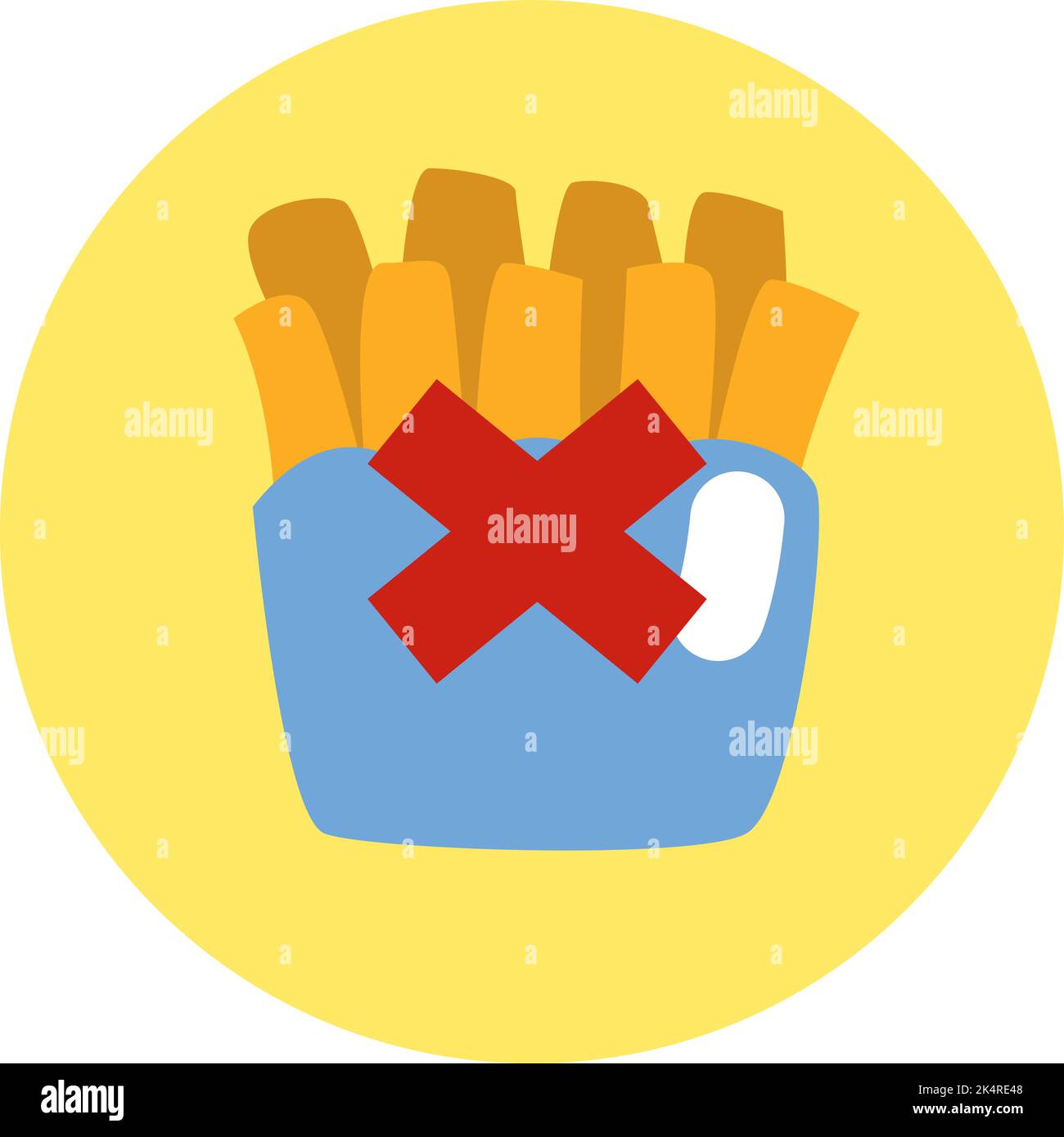 Nessuna dieta patatine fritte, illustrazione, vettore su uno sfondo bianco. Illustrazione Vettoriale